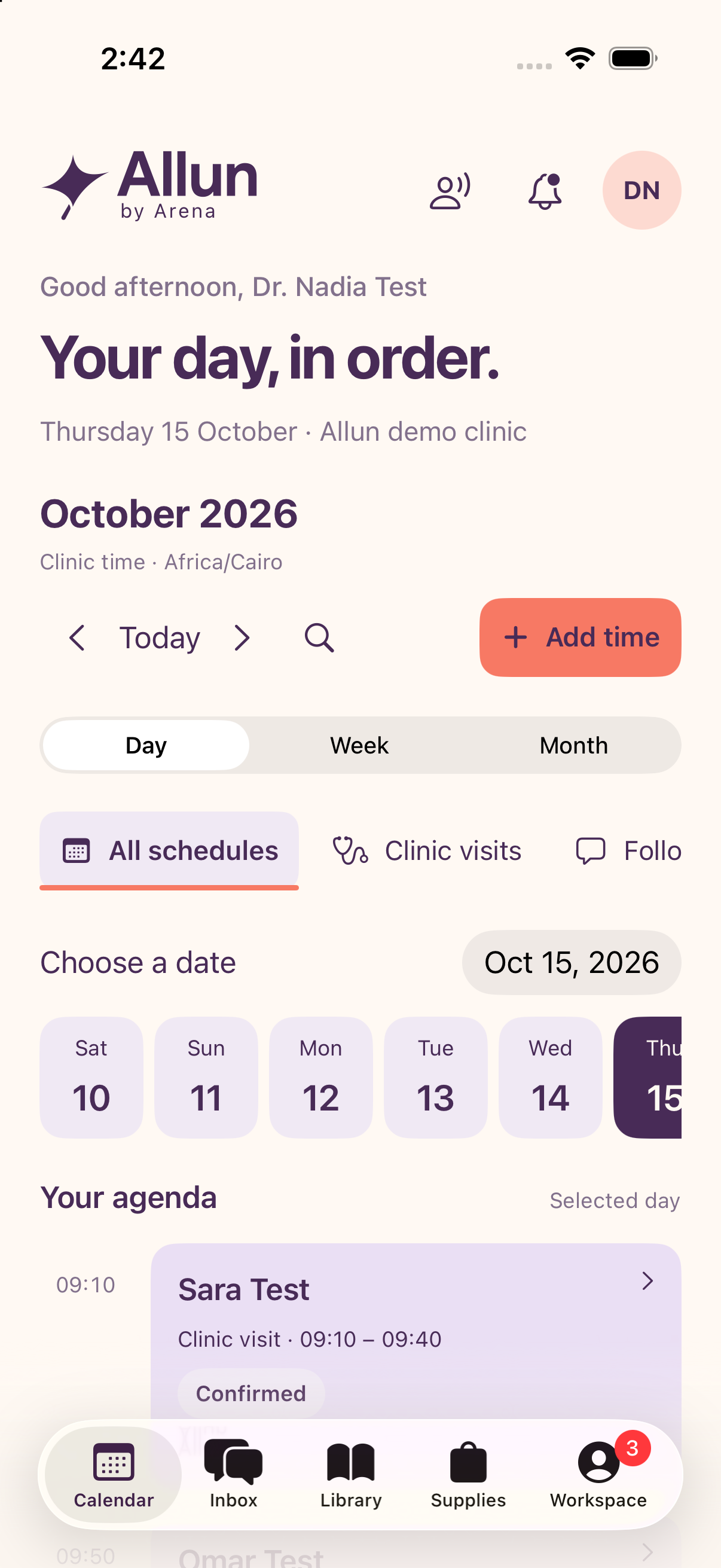 Allun iPhone calendar with fictional appointments